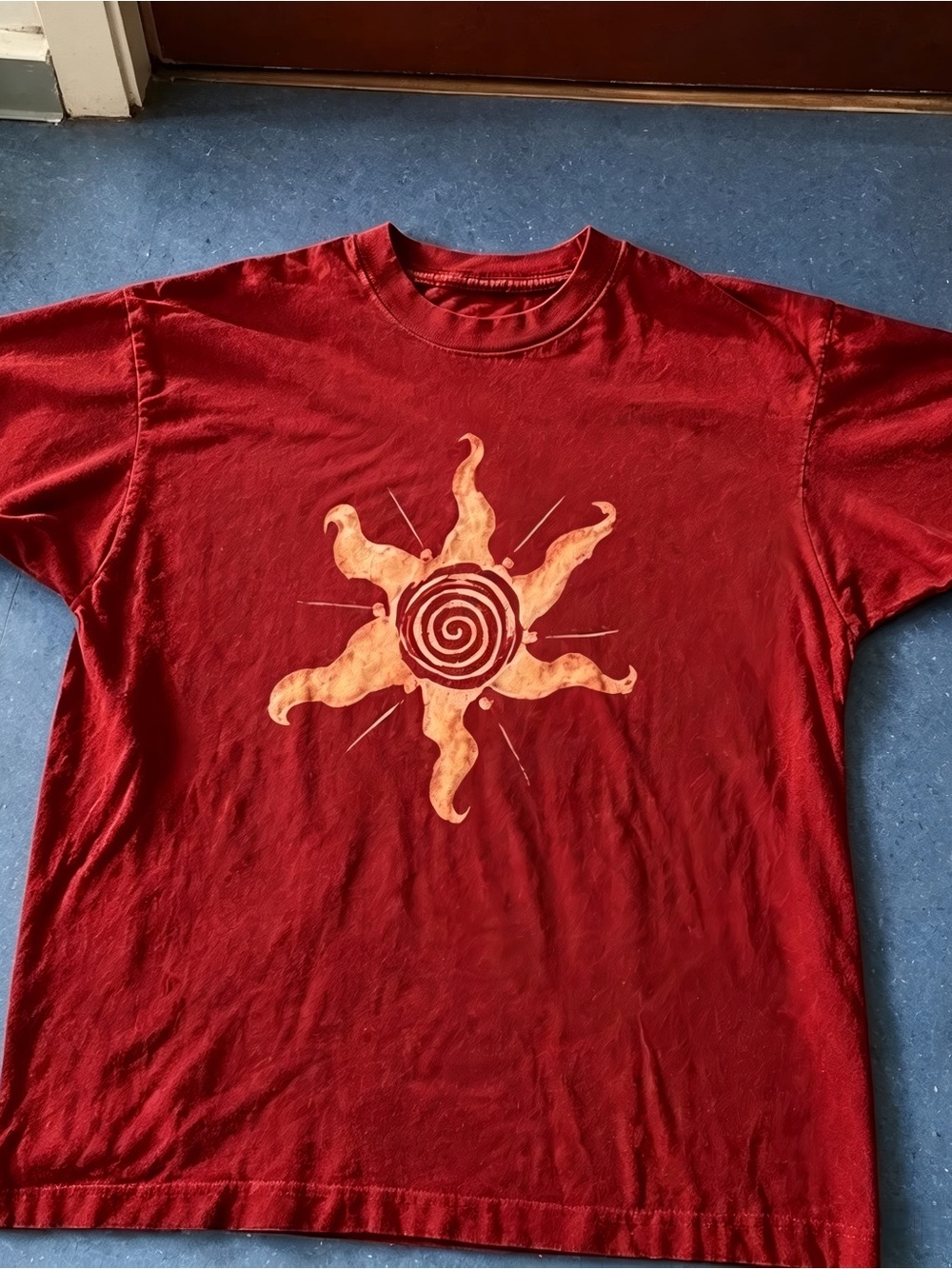 Mystic Tribal Spiral Sun Burgundy Vintage Aesthetic Graphic T-shirt Unisex